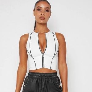 MDV White Zip Up Crop NWT